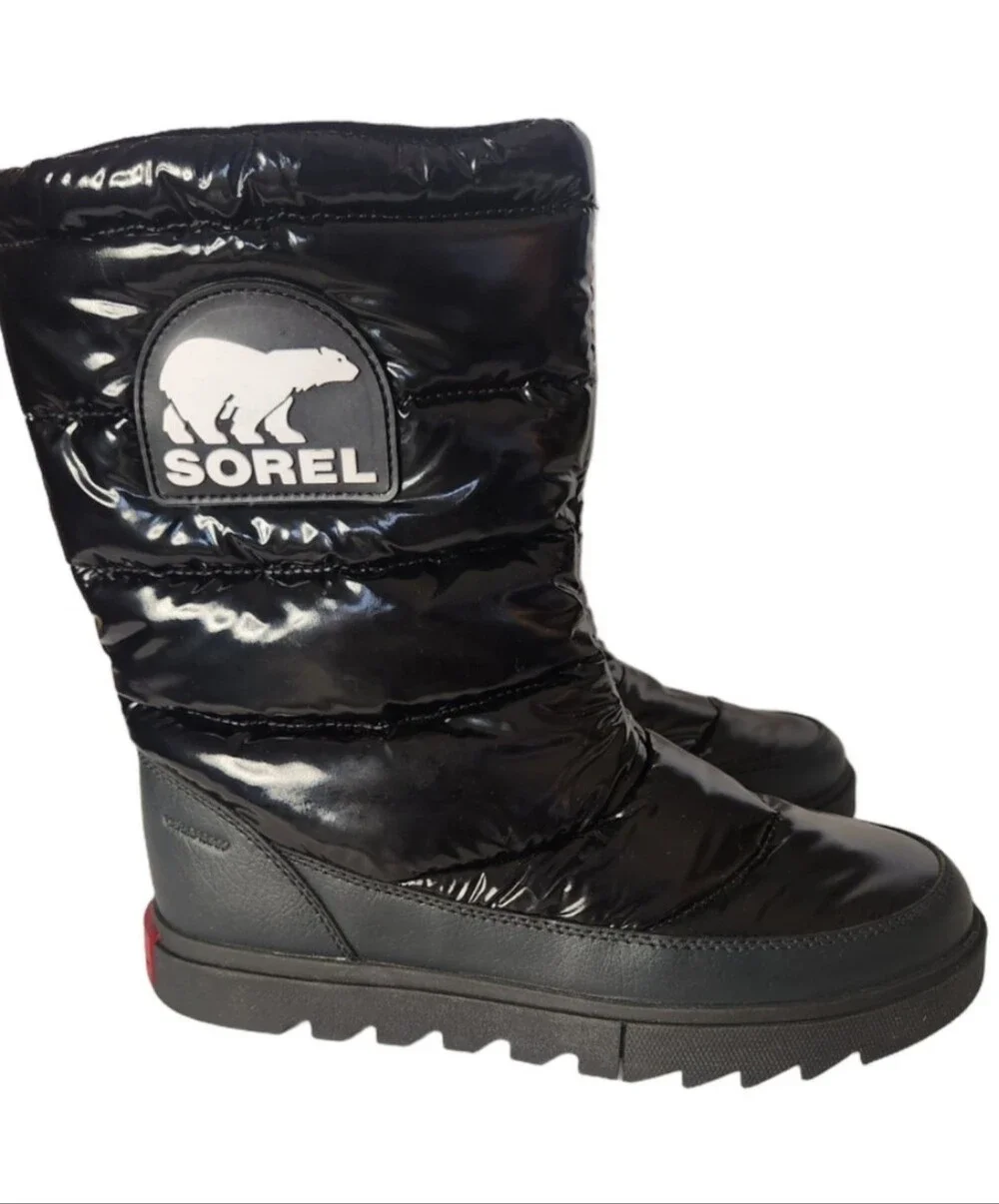 Sorel Joan Of Artic Black Puffer Snow Boot Size 8.5